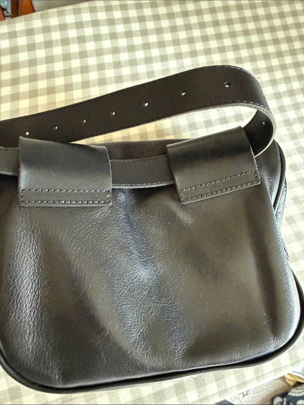 Clare V Black Leather Crossbody with Gold Charm
